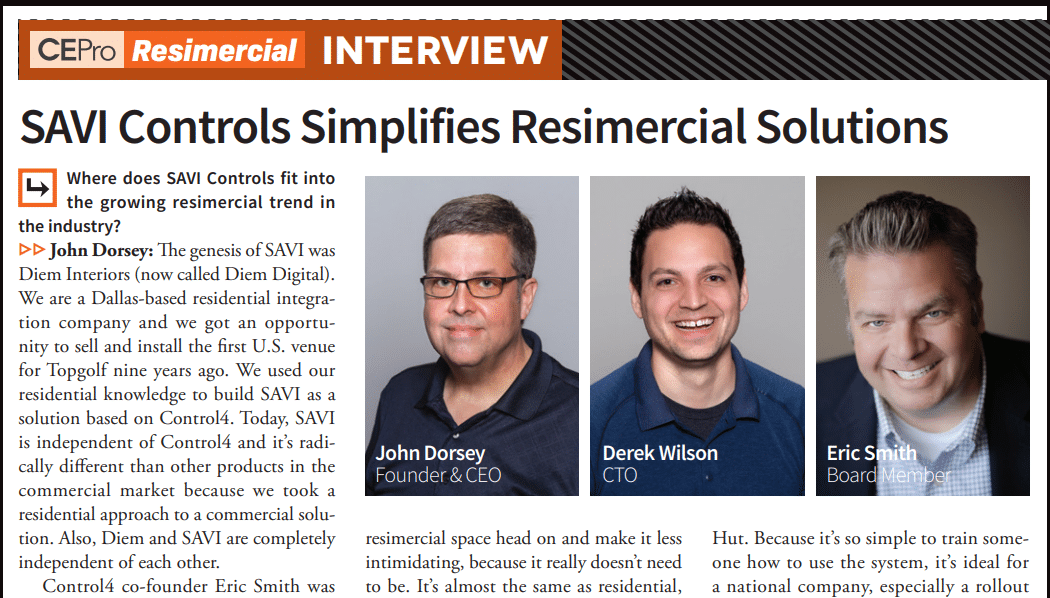 CE Pro Interview: IS SAVI the Next Control4?